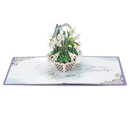 CUTPOPUP White Lily Sympathy Pop Up Card, With Sympathy Card, Loss of Loved One, Pet, Mom, Dad, Child, Condolence, Bereavement, Grief with Envelope (White Lily) FL114.1US - color: Sympathy White Lily-6x6in