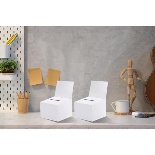 12 Pcs Modern White Raffle Boxes, 6.5 x 4.5 x 4.5 Inch, Cardboard, Collapsible, For Charity - color: White, size: 12 PCS
