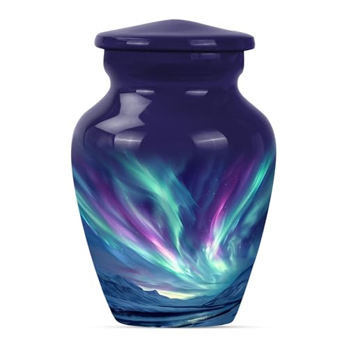 Northern Lights Cremation Urn - Mini Urn for Ashes for Women - Cremation Urn Human Ashes - Cremation Companion Urns - Urn for Ashes Adult Male - Funeral Urn Ashes (3 INCH Pack of 1) - size: #2 (Set of 1)