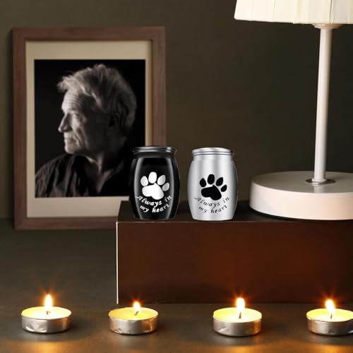 Small Keepsake Urns for Pet Ashes, 1.58 Inch Mini Cremation Urns for Ash with Paw Pattern,Stainless Steel Decorative Memorial Mini Funeral Urn for Ashes (Paw-1 Pack)