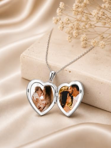 JKR Heart Picture Locket Necklace for Women That Holds Pictures Jewelry | Memorial Necklace with Picture Anniversary Birthday Gift for Women Wife Mom Girlfriend - color: Cardinal
