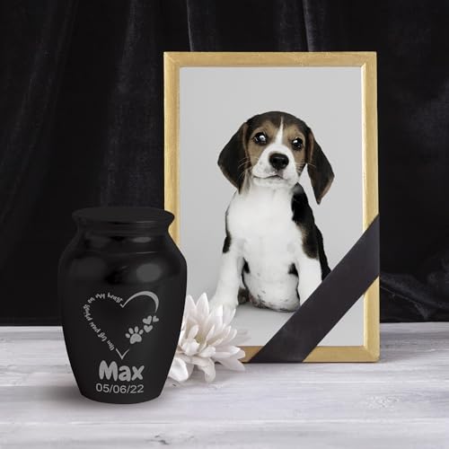 Personalized Cremation Keepsake Pet Ashes Mini Urn Waterproof with Airtight with Airtight Closure Customized Text Engraving Vase Container Memorial Dog (You Left paw Prints on My Heart)