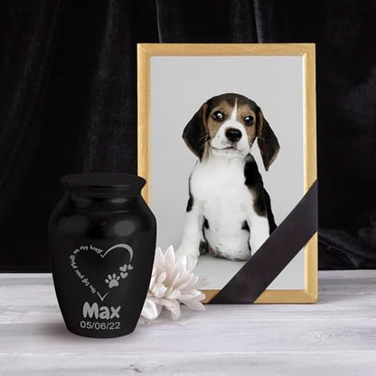 Personalized Cremation Keepsake Pet Ashes Mini Urn Waterproof with Airtight with Airtight Closure Customized Text Engraving Vase Container Memorial Dog (You Left paw Prints on My Heart)