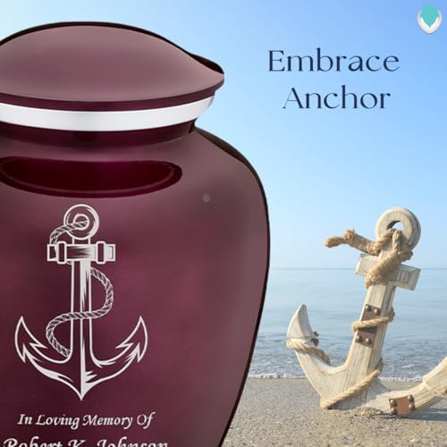 Adult Personalized Anchor Cremation Urns for Human Ashes I Large Cherry Purple Funeral Urn for Men and Women I 200 lbs - color: Cherry Purple