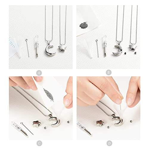 memorial jewelry Small Star Charm Cremation Urn Pendant Ashes Memorial Necklace for Woman Free Filling Kits Include - color: 2PC-Sliver