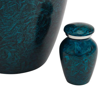 Starry Night Blue Keepsake Cremation Urn for Ashes, Aluminum, Blue Urn, Keepsake Sized Cremation Urn, 3 Inches High - color: Starry Night