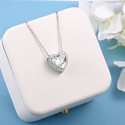 Cremation Jewelry for Women 925 Sterling Silver Heart Opal Urn Ashes Necklace Jewelry Memorial Keepsake(Heart-shaped) - color: Heart CZ