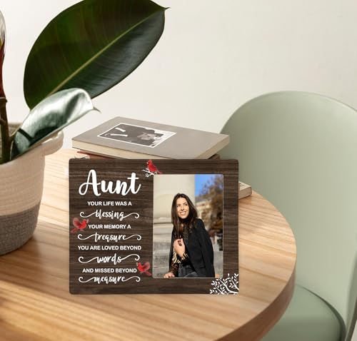 Aunt Memorial Wooden Picture Frame, In Loving Memory Remembrance Photo Frame Gifts for Aunt, Bereavement Sympathy Wooden Frame for Loss of Aunt, 4x6 inch Photo - style: Aunt Memorial