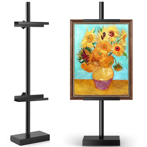 Rofio Adjustable Tabletop Easel, Picture Frame & Sign Display Stand, Black | Metal tabletop easel for frames, artwork, posters and signs up to 28.5 in; fits displays up to 1.26 in thick; nonslip base - color: Black
