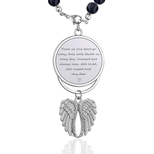 Memorial Car Charm Sympathy Gifts for Loss of Loved One | Ornament Hanging Rear View Mirror Accessories Grief Bereavement Gift, Memorial Gifts Idea for Loss of Mom Dad - color: Those We Love Don't Go Away-silver