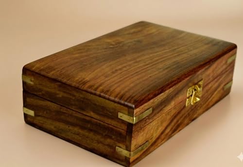 India House-Smooth Finishing Wooden Box Keepsake Jewelry Organizer &Storage (Design 11) - color: Brown