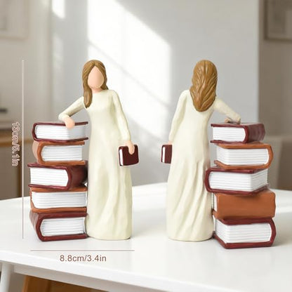 Book Lovers Gifts for Women,Hand-Painted Sculpted Reading Women Figurines | Library Bookshelf Decor for Readers, Graduates, Students, Teachers, Living Room Desk Office Decoration - style: Reading girl