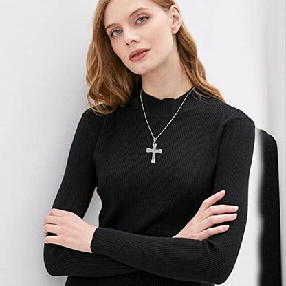 Imrsanl Cremation Jewelry for Ashes Cross Memorial Urn Necklace Pendant Keepsake Religious Cross Ashes Jewelry - color: 2pcs-Silver/Black