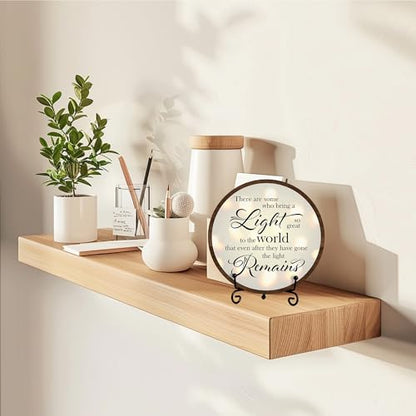 Sympathy Desk Decor Sign, Celebration Of Life Decorations, There Are Some Who Bring A Light Memorial Wood Sign, Decor For Home Bedroom, Wooden Round Decor With Stand-01 - style: Brown Round Sign
