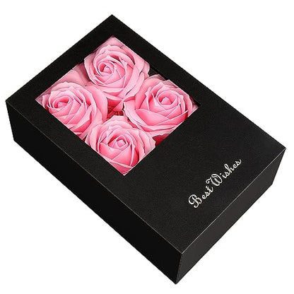 Money Box for Cash Gift Pull, Money Gift Boxes for Cash on Birthday, Christmas, Graduation, Mother's Day, for Husband, Wife, Girlfriend, Mother With Soap Rose Flower and Greeting Cards (Black+Pink) - color: Black+Pink