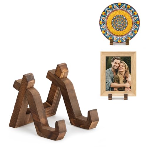 ANBOXIT Plate Display Stand, 4 Inch Plate Holder for Displaying | Decorative Plate Stand for Picture Frame Dish Photo Plaque Platter Wood Stand