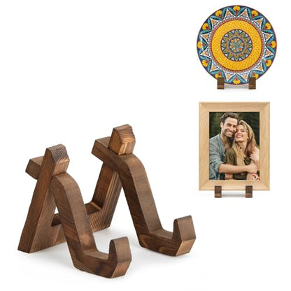 ANBOXIT Plate Display Stand, 4 Inch Plate Holder for Displaying | Decorative Plate Stand for Picture Frame Dish Photo Plaque Platter Wood Stand