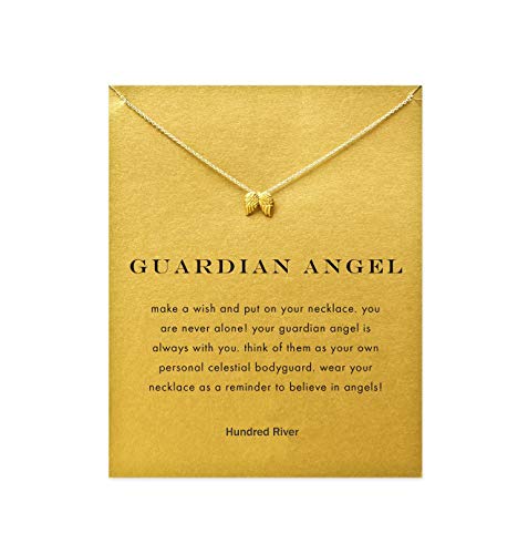 Baydurcan Friendship Anchor Compass Necklace Good Luck Elephant Pendant Chain Necklace with Message Card Gift Card - style: Angle wing
