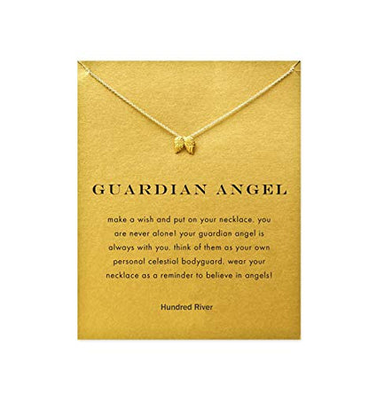 Baydurcan Friendship Anchor Compass Necklace Good Luck Elephant Pendant Chain Necklace with Message Card Gift Card - style: Angle wing