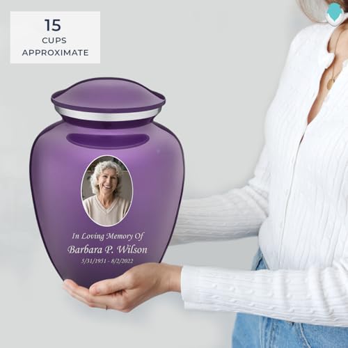 Geturns Embrace Adult Personalized Picture Cremation Urns for Human Ashes I Large Photo Purple Funeral Urn for Men and Women I 200 lbs - color: Purple
