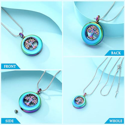 Hearbeingt Tree of Life Urn Necklaces for Ashes Circle Cremation Jewelry - color: A-Colorful