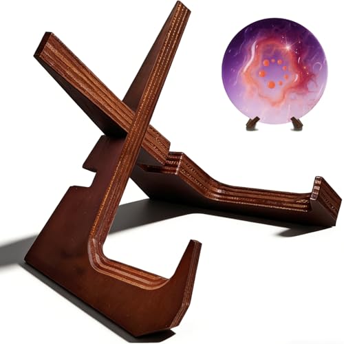 Adjustable Wooden Plate Stands for Display Easels - 6.8 Inch Plate Holders for Displaying & Picture Frame Stand for Books, Photos, Plaque, Decorative Plates (1 Pack, Brown)