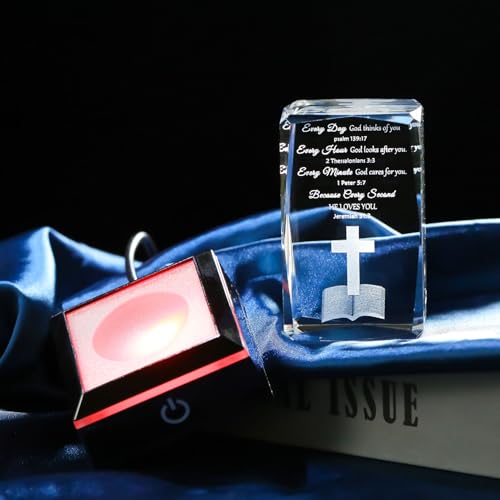 Movdyka 3D Crystal Christian Gifts for Women Men Inspirational Bible Verse | Religious Keepsake with Colorful LED Night Light Encouragement Spiritual Gifts for Women on Birthday Christmas - color: Bible Verse（Every Day）
