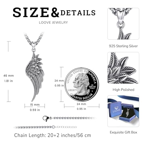 Angel Wings Necklace 925 Sterling Silver Guardian Angel Nurse RN Caduceus Pendant Charm Crystal Angel Jewelry Gifts for Women - style: A-Angel Wing