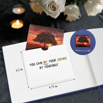 SUNEE Funeral Guest Book for Memorial & Funeral Services – in Loving Memory Funeral Book, Celebration of Life Guest Book with 100 Lined Pages, Table Sign, Ribbon Bookmark and Linen Hardcover, Black - color: Navy Blue