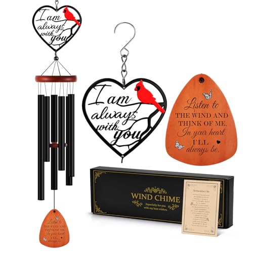 Kathfly Cardinal Wind Chimes for Loss of Loved One, 28" Memorial Wind Chimes for Outside, Sympathy Bereavement Condolence Funeral Windchime Bereavement Condolence Funeral Gifts for Loss of Loved One - style: Memorial