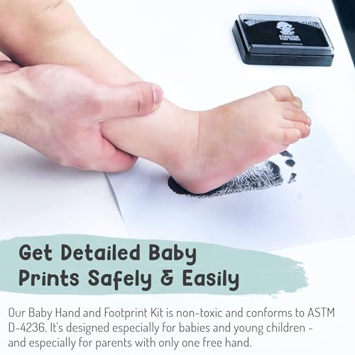 Baby Hand and Footprint Kit by Forever Fun Times | Get Hundreds of Detailed Prints with One Baby Safe Ink Pad | Easy to Clean, and Works with Any Paper or Card | Clean and Safe (Big Light Blue)