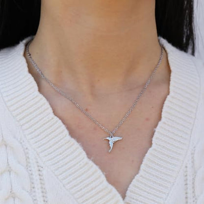 Baydurcan Pendant Necklace for Women Friends Sister Birthday Christmas Gift | Silver Evil Eye Ankh Mary Friendship Dragonfly Hummingbird Snake Turtle Pendant Necklace for Her Just Because Gifts - style: Hummingbird