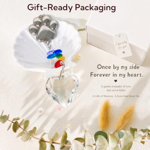 Pet Memorial Gifts for Dogs Cat-Dog Memorial Gifts for Loss of Dog Sympathy | Rainbow Bridge Heart Shape Crystal Suncatcher, Pet Remembrance Ornament in Memory of Puppy, Thoughtful Passing Away Keepsake