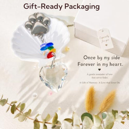 Pet Memorial Gifts for Dogs Cat-Dog Memorial Gifts for Loss of Dog Sympathy | Rainbow Bridge Heart Shape Crystal Suncatcher, Pet Remembrance Ornament in Memory of Puppy, Thoughtful Passing Away Keepsake