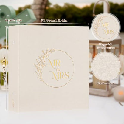 Lanpn Wedding Photo Album 4x6 600 Pockets, Large Capacity Newlywed Marriage Albums Linen Hardcover Slip in Holds 600 horizontal Vertical Photos (Beige) - color: Windowless-Beige, size: 600 Photos