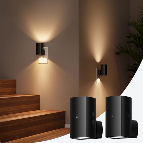 Brightown 2 Pack Black Night Lights with Rotating Plug, Soft White - color: Warm White, size: 2 PACK Black