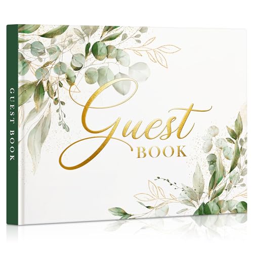EVERLORIA Wedding Guest Book, 108 Blank Pages Guest Sign in Book, Leather Hardcover Signature Polaroid Guestbook for Wedding Reception Bridal Baby Shower Graduation Anniversary Quinceanera Birthday - color: Greenery a