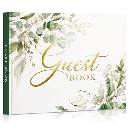 EVERLORIA Wedding Guest Book, 108 Blank Pages Guest Sign in Book, Leather Hardcover Signature Polaroid Guestbook for Wedding Reception Bridal Baby Shower Graduation Anniversary Quinceanera Birthday - color: Greenery a