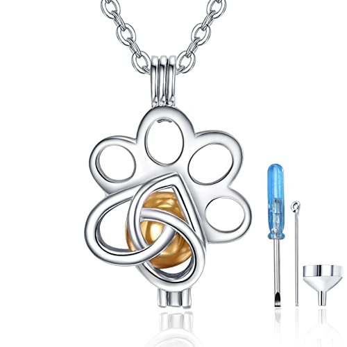 KINGWHYTE Urn Necklace for Ashes S925 Sterling Silver Cremation Jewelry for Ashes of Loved Ones Keepsake Memorial Pendant for Women - style: Dog Paw
