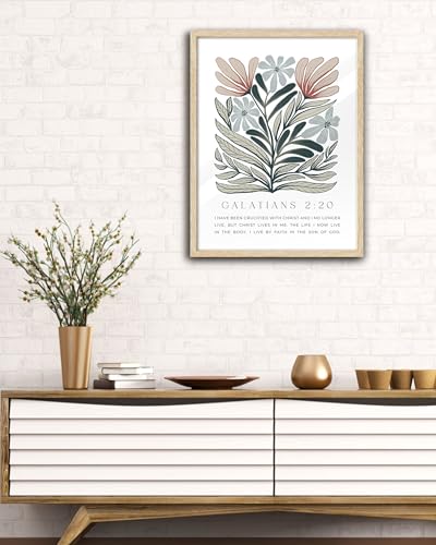 EcoHest 16x20 in Galatians 2:20 Abstract Floral Framed Christian Wall Art - color: Framed Galatians, size: 20"L x 16"W