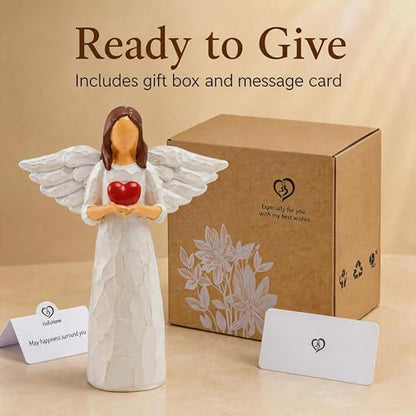 Sympathy Gifts for Loss of Loved One - 6.9" Angel Sympathy Gift, Memorial Gift for Loss of Dad Mom Grandmother, Angel Figurine for Bereavement Remembrance Gifts, Angel Statue Holding a Heart - style: Sympathy Figurine