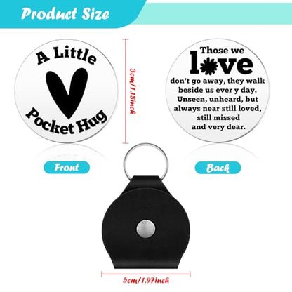 Memorial Gifts Pocket Hug Token In Memory of Family Coin with Black Leather Key Chain Sympathy Gifts for Loss of Mom Dad Brothers Sisters Family Husband Wife Grieving Remembrance Condolences Gift