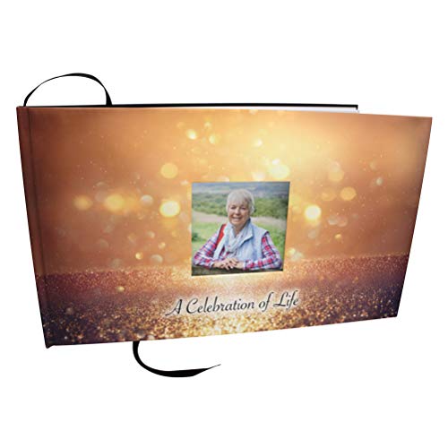 Guardian Angel (Gold) Photo Funeral Guest Book for Memorial Service and Celebration of Life Guest Book for Memorial Service - Beautiful & Vibrant Sign in Book for Funeral - color: Guardian Angel (Gold)