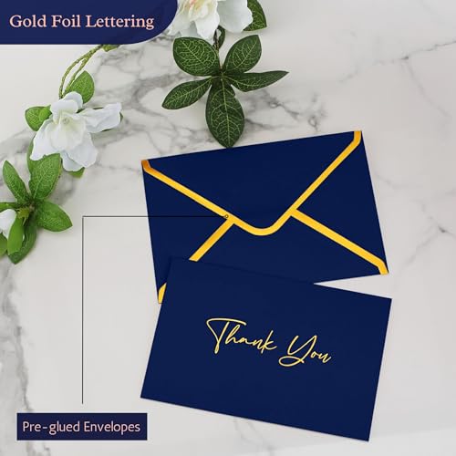 Mr. Pen- Blank Thank You Cards with Envelopes, 20 Pack, 4x6 | Gold Foil Thank You Notes with Envelopes, Navy Blue Wedding Thank You Cards Wedding, Thank You Note Cards, Fathers Day Gift - color: Navy Blue