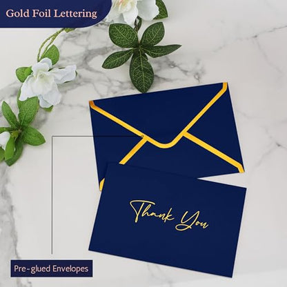 Mr. Pen- Blank Thank You Cards with Envelopes, 20 Pack, 4x6 | Gold Foil Thank You Notes with Envelopes, Navy Blue Wedding Thank You Cards Wedding, Thank You Note Cards, Fathers Day Gift - color: Navy Blue