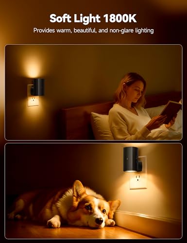 Brightown 2 Pack White Night Lights with Rotating Plug, Amber - color: Amber, size: 2 PACK Black