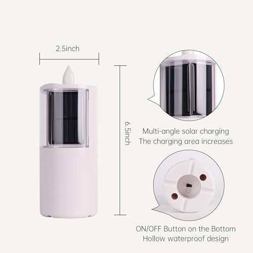 OURMEMEMO Solar Cemetery Candles 2 Pack for Double Headstone Waterproof | 2-pack solar grave candles for double headstones, auto on/off, IP65 waterproof memorial decor - size: 2