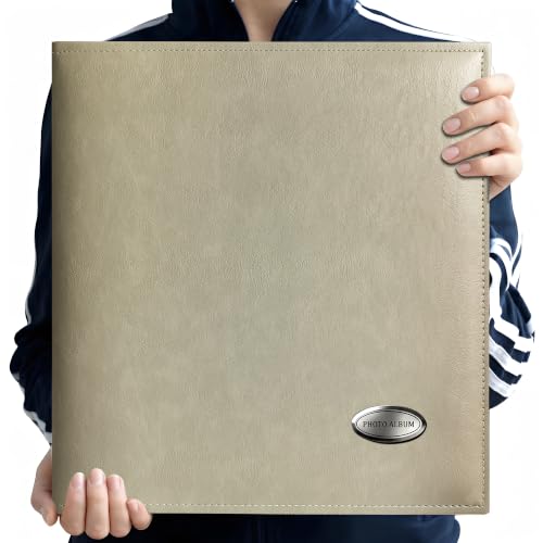 Zoview Self-Adhesive Photo Album, Dust-free, glue free and waterproof Scrapbook Album, Family album, Leather Cover, Hand Made DIY Albums Holds 3x5, 4x6, 5x7, 6x8,8x10 photos (Oatmeal, Large) - color: Oatmeal, size: Large