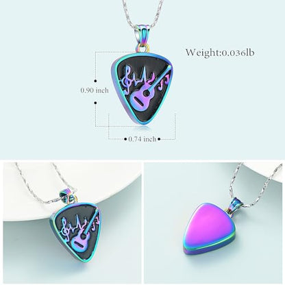 Imrsanl Guitar Pick Cremation Urn Necklace for Ashes - color: Colorful-Guitar Pick