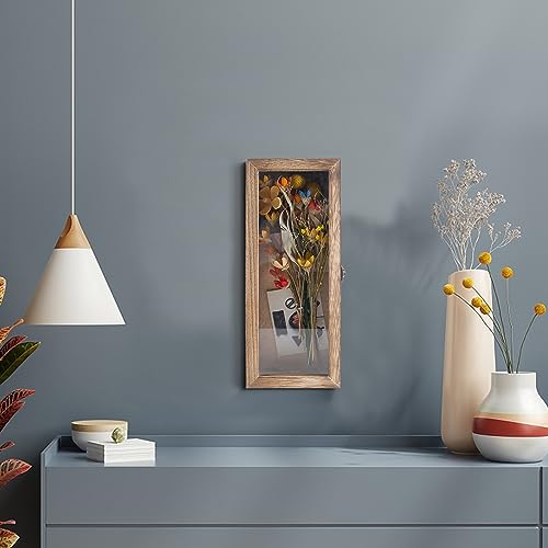 GraduatePro Shadow Box Frame 5x12 Display Case with Linen Back, Real Glass Window Door with Hinge, Picture Frame Wedding Bouquet Memorabilia Medals Photos Memory Box for Keepsakes, Carbonized Black | Hinged Front Open Door with Tempered Glass, Linen Back